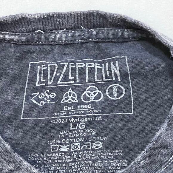 LED ZEPPELIN USA 1977 Graphics Short Sleeve Black Faded Shirt Large Black Used - Picture 4 of 4